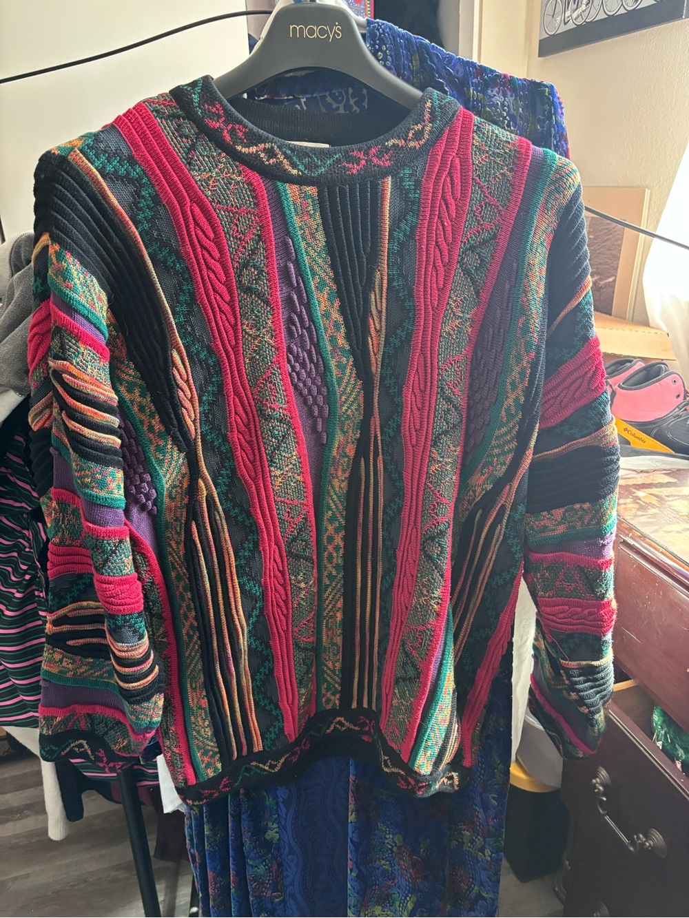 Norm Thompson vintage Coogi like Multi-Color Striped Crewneck Sweater